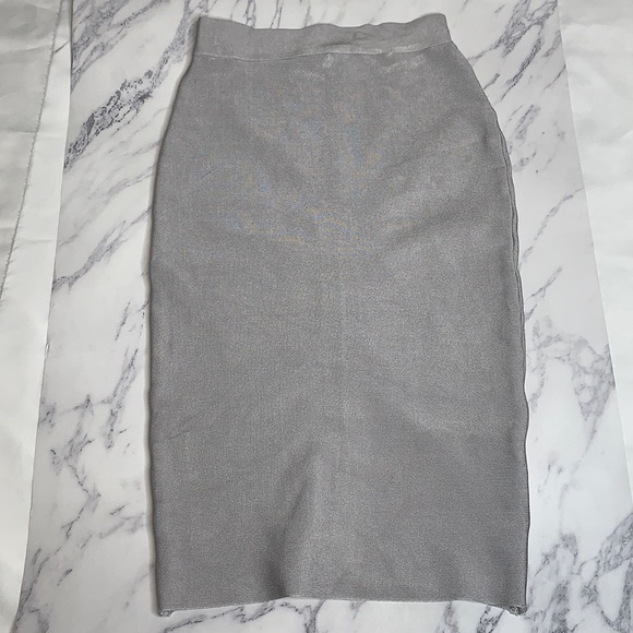 MyBandageDress Silver Bandage Pencil Skirt | Sz M - Picture 3 of 5